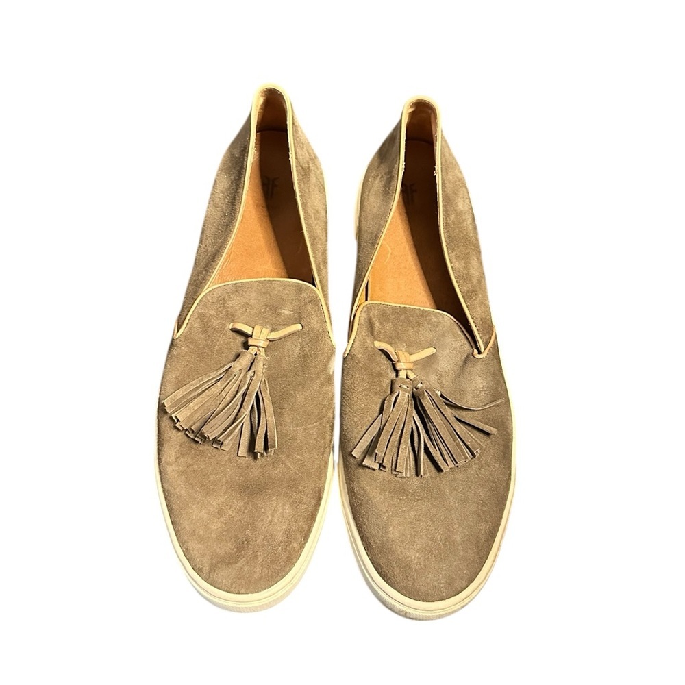 Frye Taupe Suede Tassel Slip-On Loafers